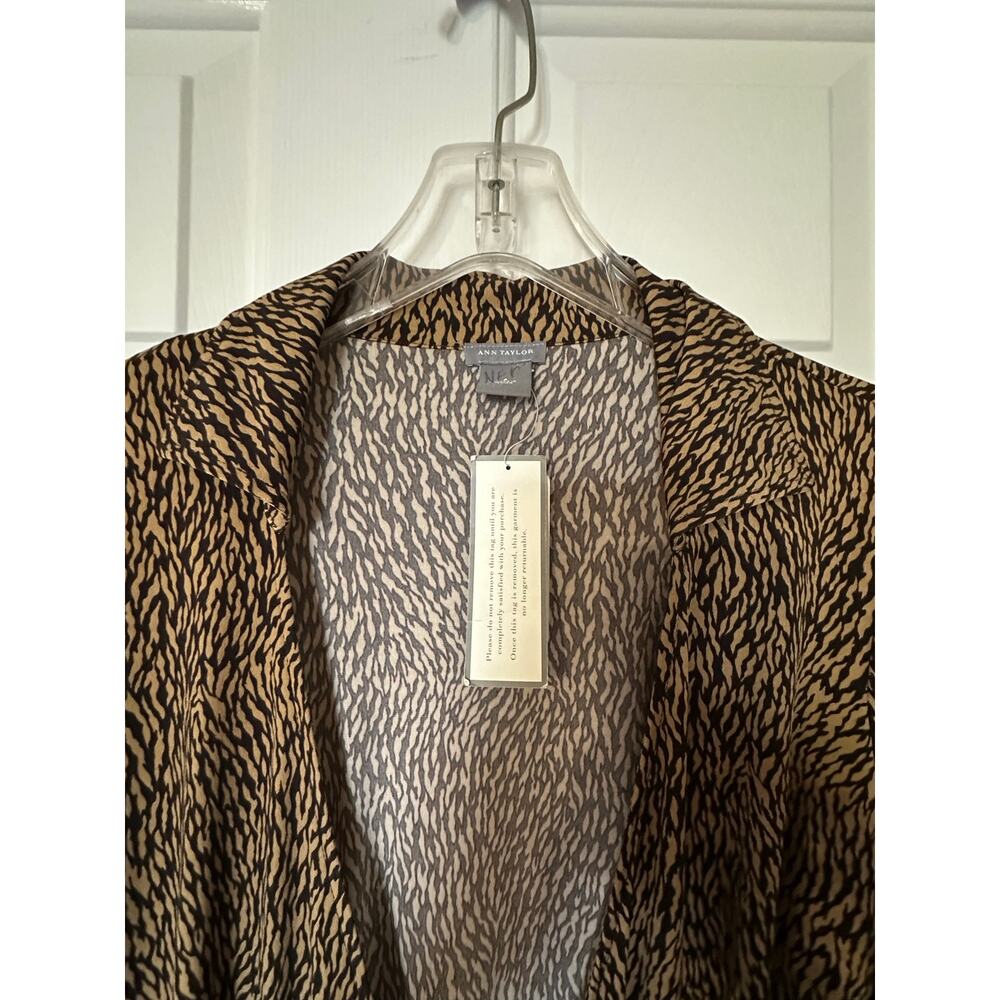 Ann Taylor Leopard Printed Waist Tie Wrap Dress Brown Women's Size 6 NWT $138 - Picture 10 of 11